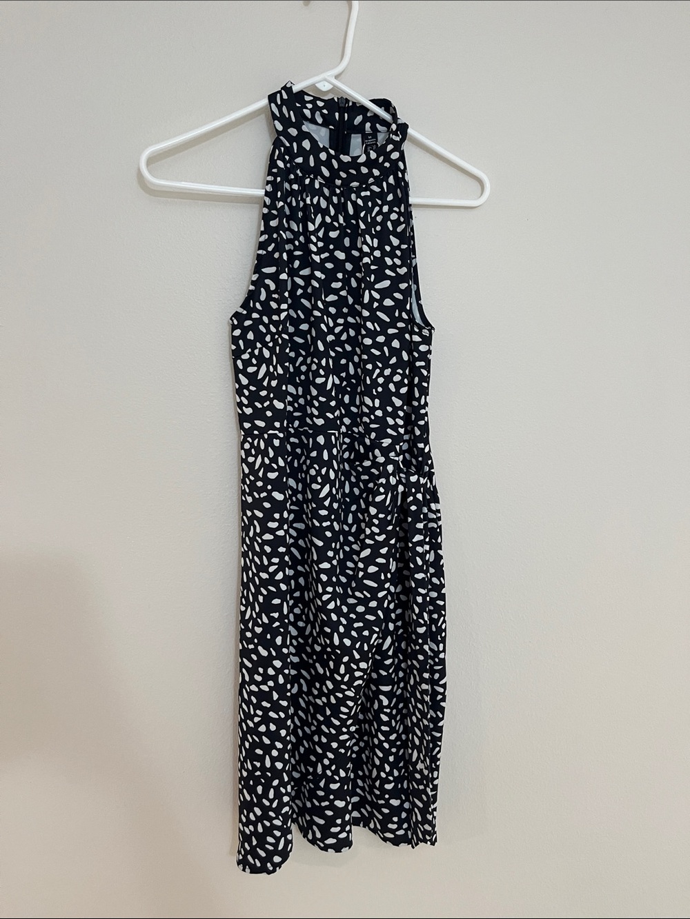 Women’s Black and White Halter Midi Dress